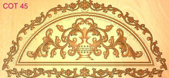 COT DESIGNS - COT-45 Elegant Floral Vase Arch Carving 3D Relief Model